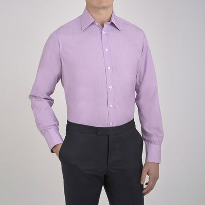Lilac End-on-End Shirt with T&A Collar and 3-Button Cuffs Image 1