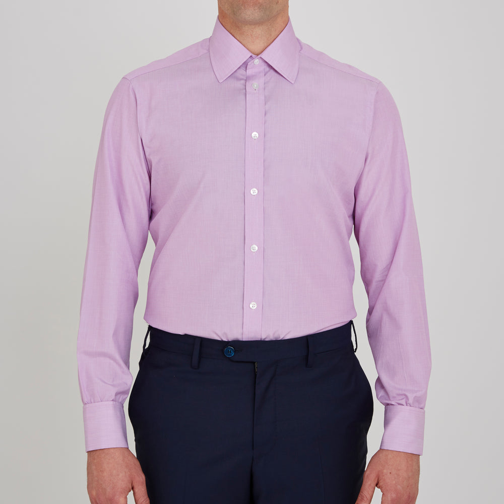 Lilac End-on-End Shirt with T&A Collar and Double Cuffs