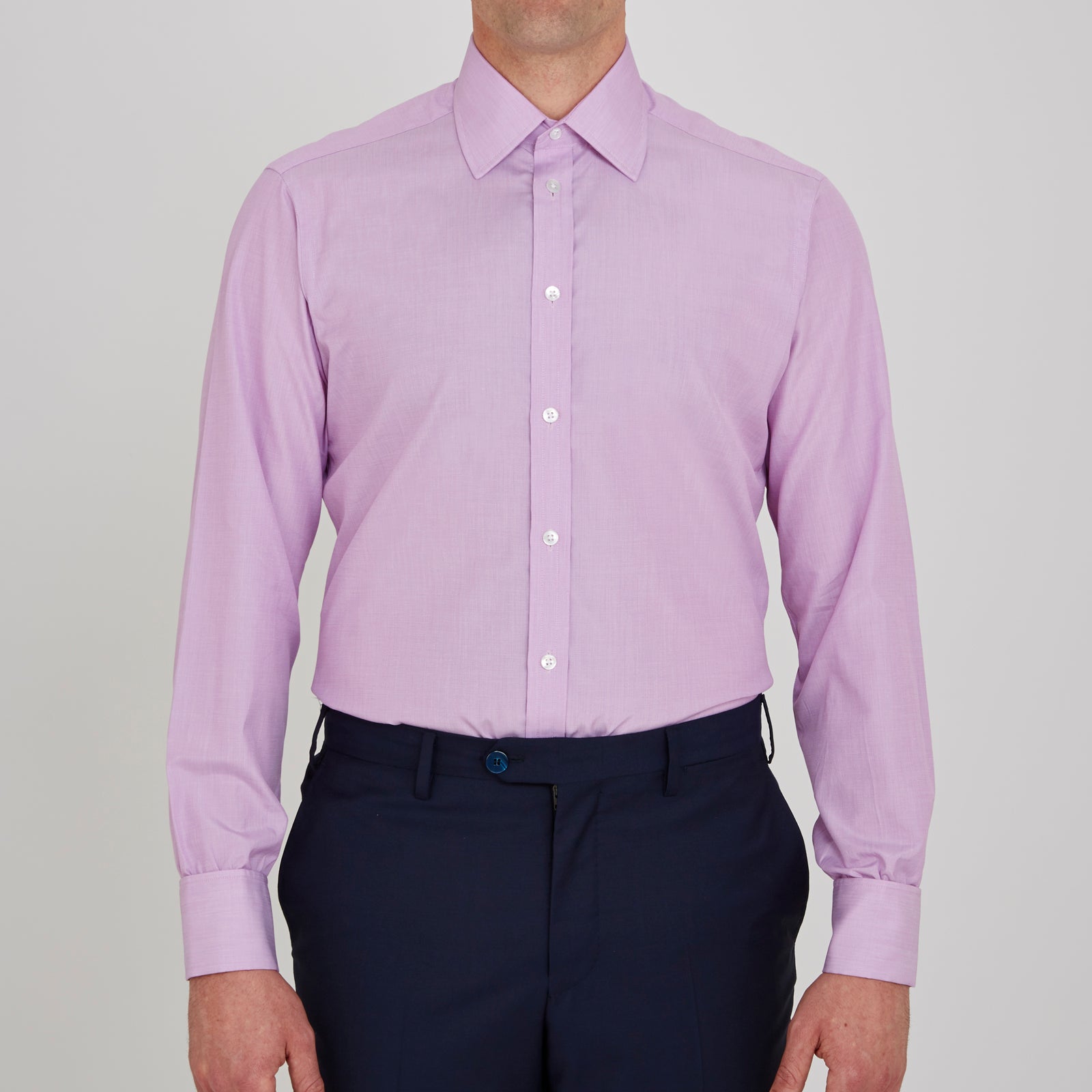 View 2 of product Lilac End-on-End Shirt with T&A Collar and Double Cuffs