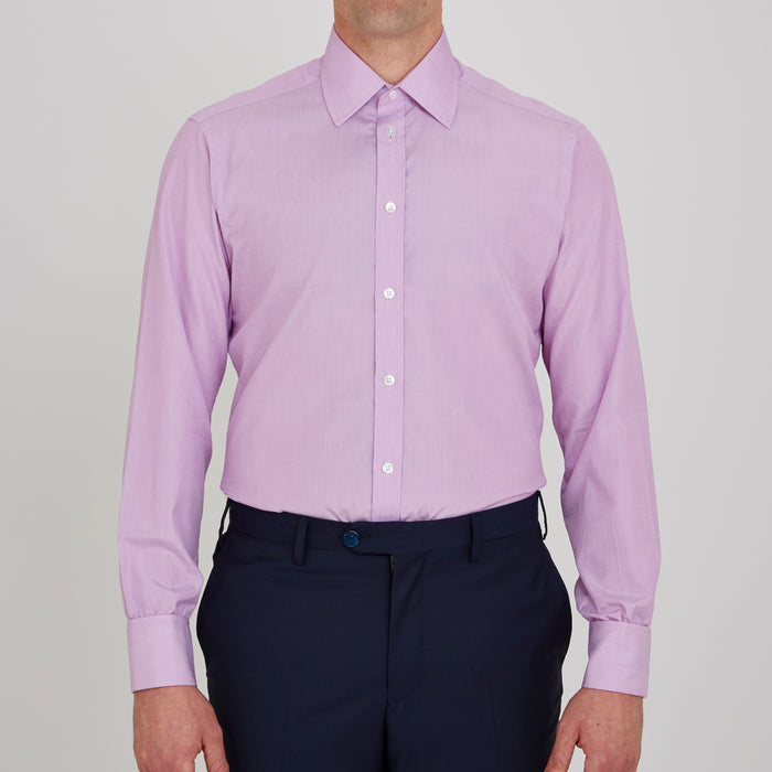 Lilac End-on-End Shirt with T&A Collar and Double Cuffs Image 1