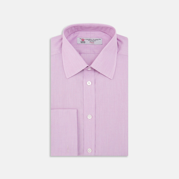 Lilac End-on-End Shirt with T&A Collar and Double Cuffs