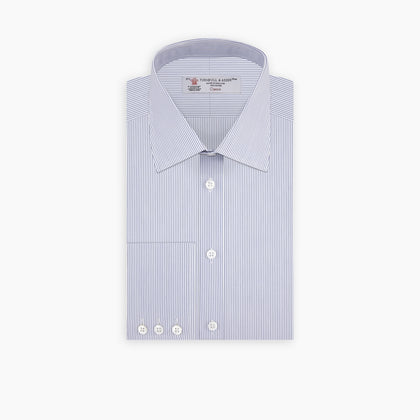 Blue and White Fine Stripe Shirt with T&amp;A Collar and 3-Button Cuffs Image 2