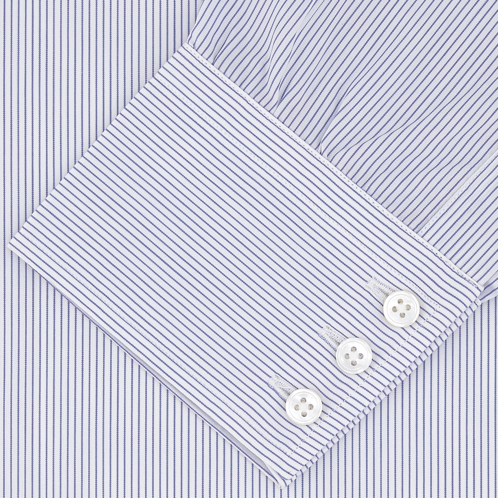 View 2 of product Blue and White Fine Stripe Shirt with T&amp;A Collar and 3-Button Cuffs