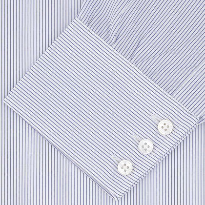 Blue and White Fine Stripe Shirt with T&amp;A Collar and 3-Button Cuffs Image 1