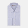 View 2 of product Blue and White Fine Stripe Cotton Shirt with T&amp;A Collar and Double Cuff