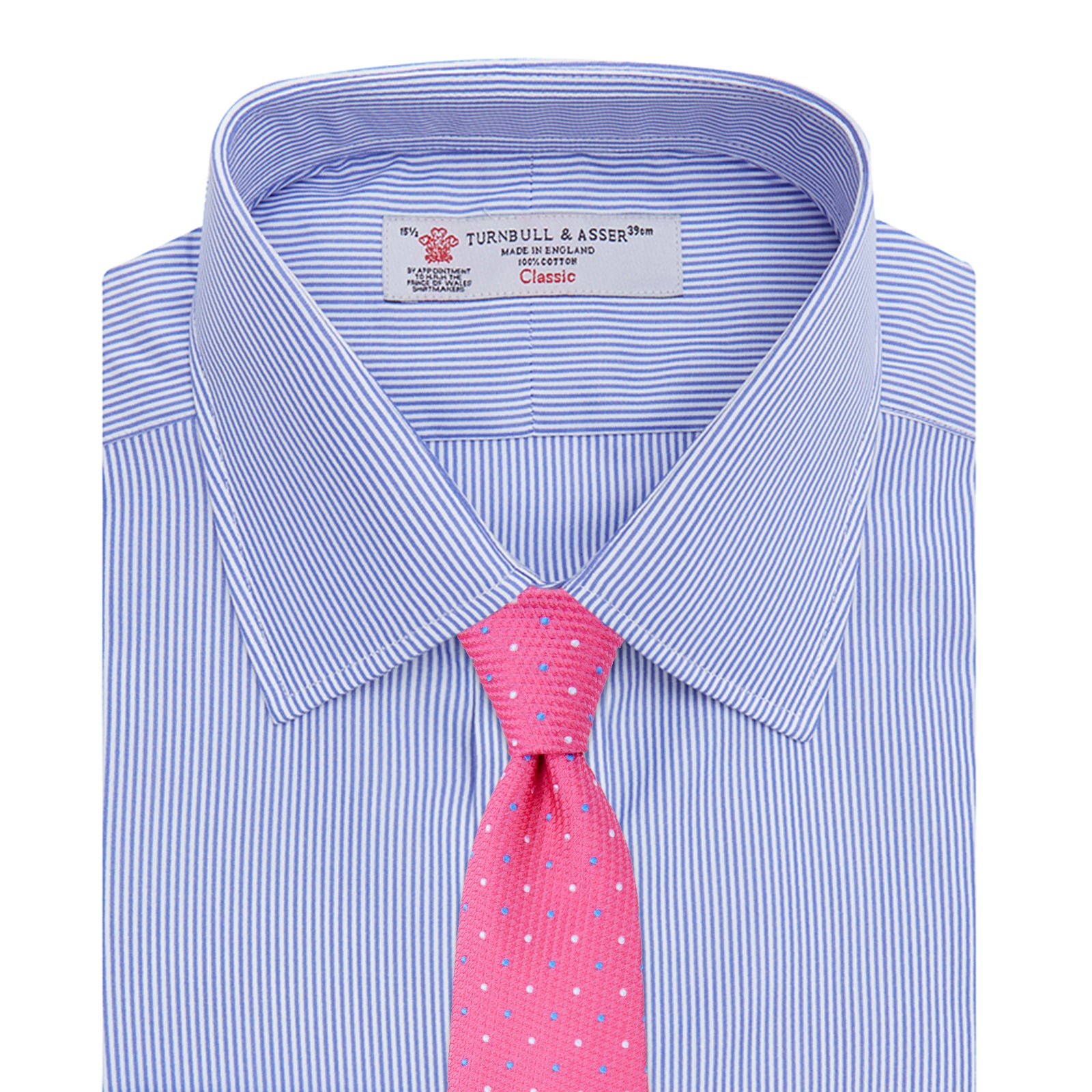 View 4 of product Blue Fine Bengal Stripe Shirt with T&A Collar and 3-Button Cuffs