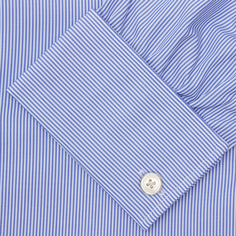 Blue Fine Bengal Stripe Shirt with T&A Collar and Double Cuffs