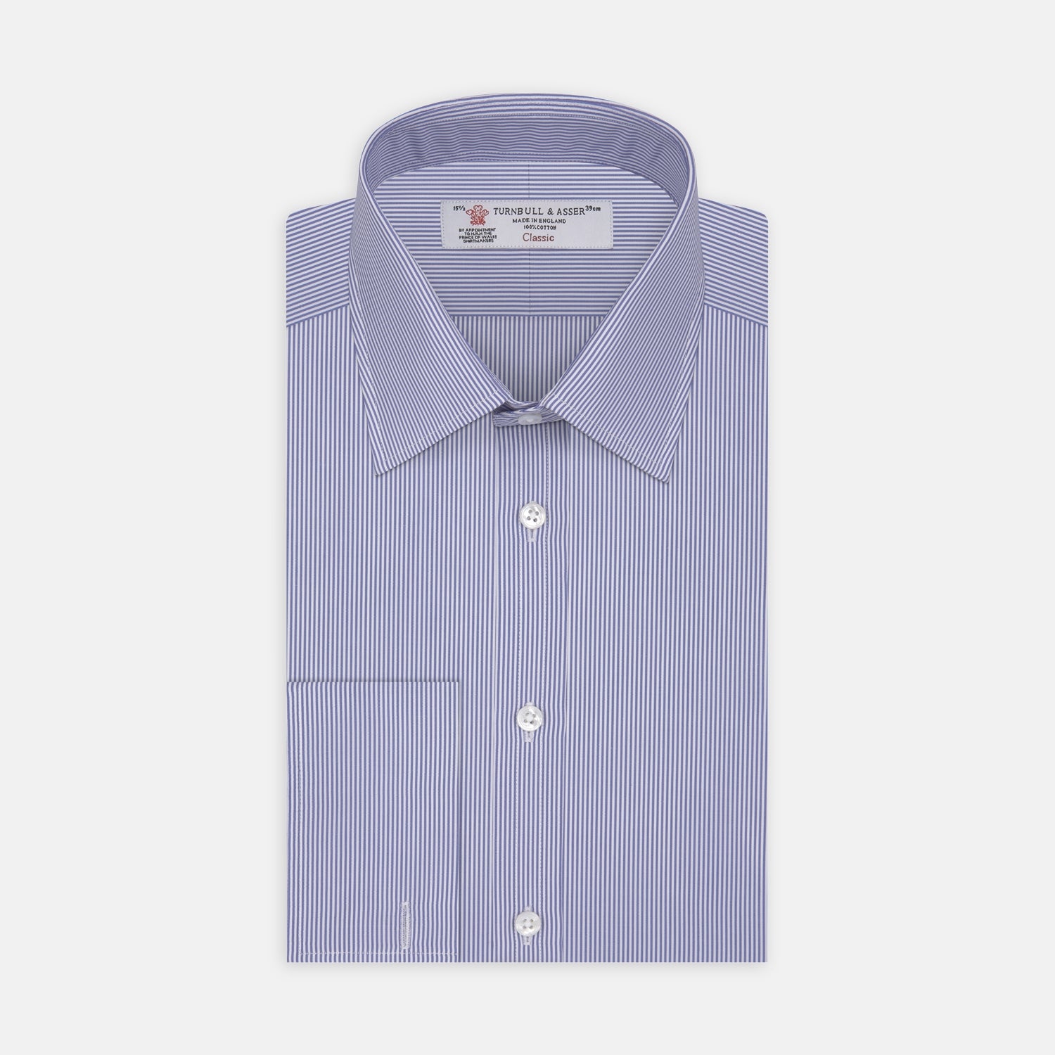 View 1 of product Blue Fine Bengal Stripe Shirt with T&A Collar and Double Cuffs