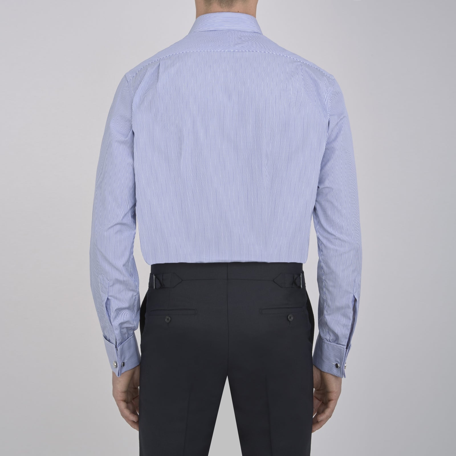 View 3 of product Blue Fine Bengal Stripe Shirt with T&A Collar and Double Cuffs
