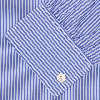 Blue Bengal Stripe Shirt with T&A Collar and Double Cuffs Image 5