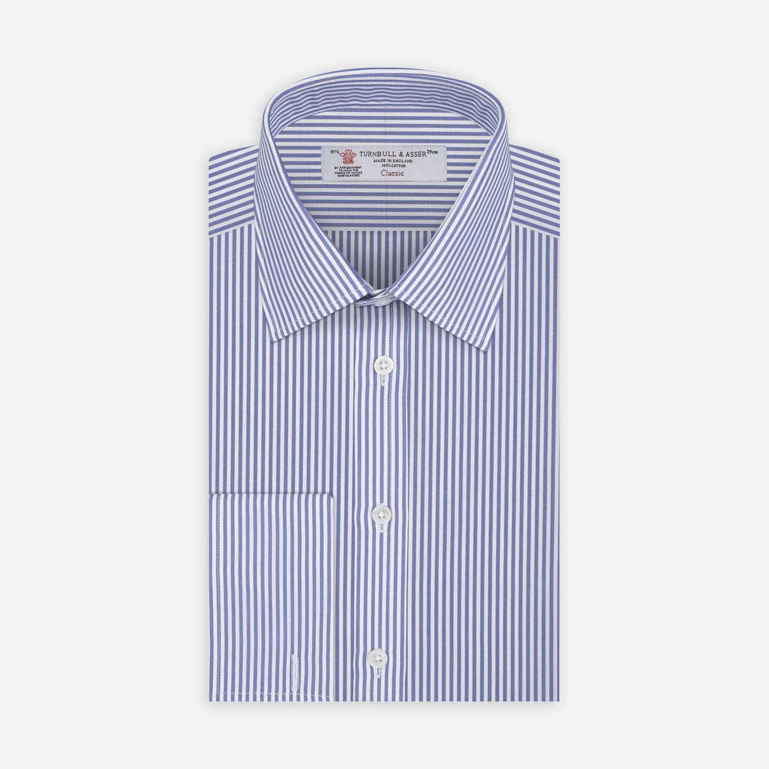 View 1 of product Blue Bengal Stripe Shirt with T&A Collar and Double Cuffs
