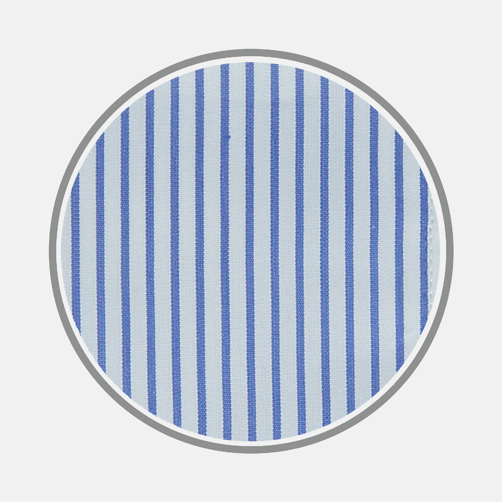 Blue Half Bengal Stripe Cotton Fabric