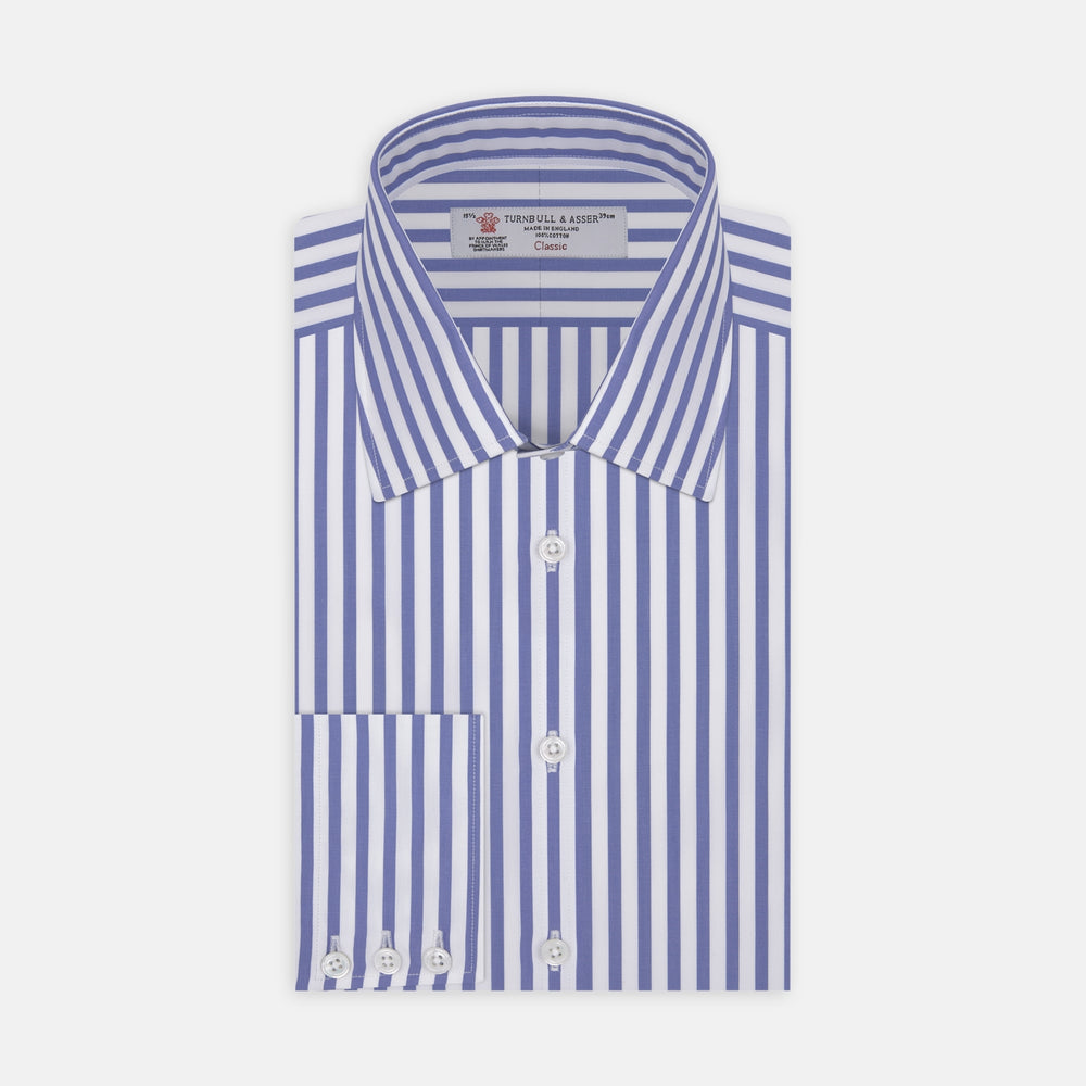 Blue and White Candy Stripe Shirt with T&A Collar and 3-Button Cuffs Blue and White Candy Stripe Shirt with T&A Collar and 3-Button Cuffs
