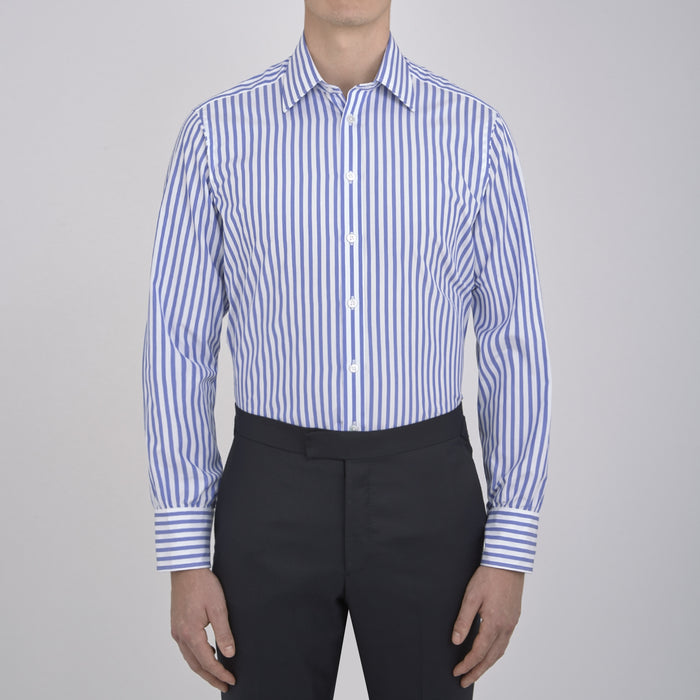Blue and White Candy Stripe Shirt with T&A Collar and 3-Button Cuffs Image 1