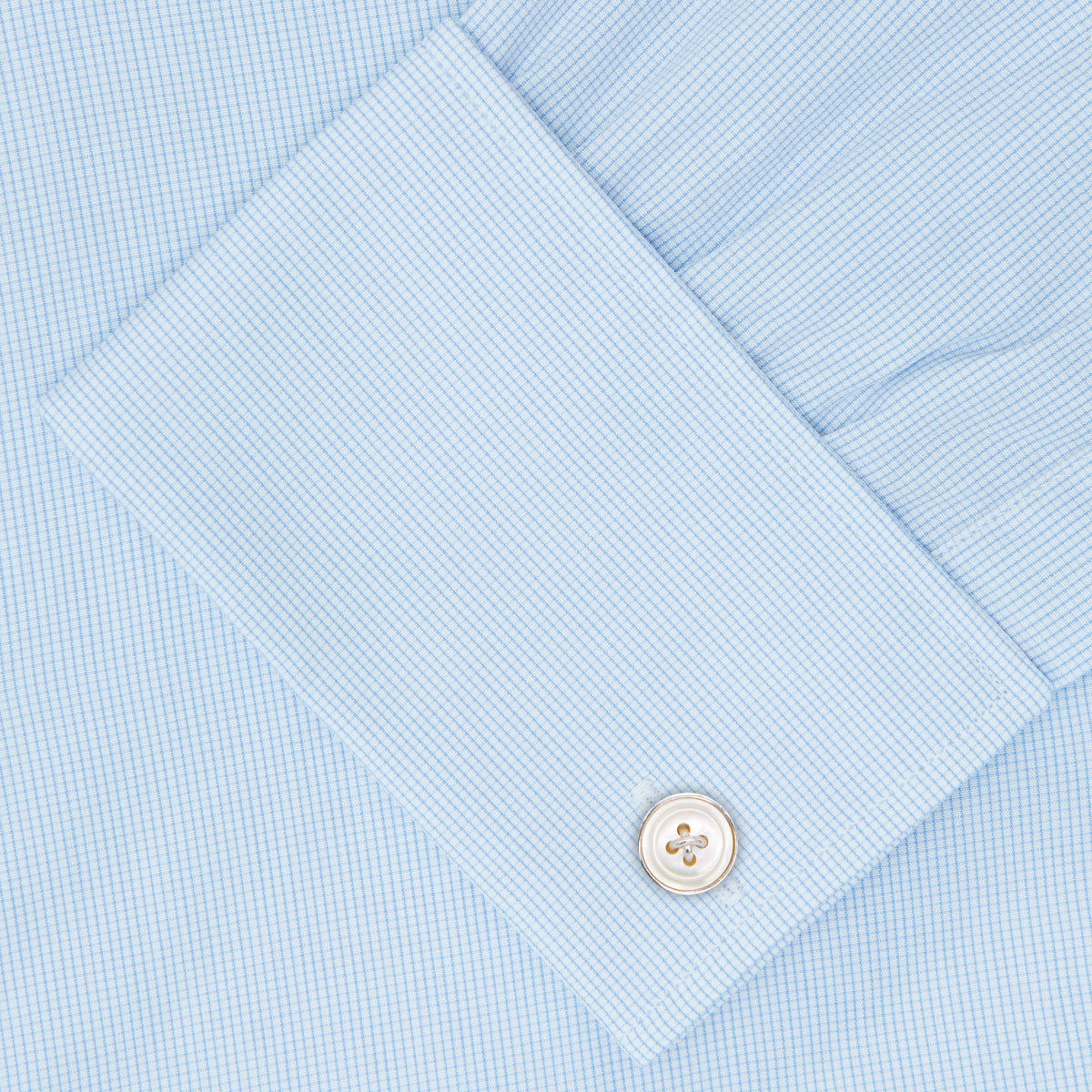 View 6 of product Light Blue Fine Check Shirt with T&amp;A Collar and Double Cuffs