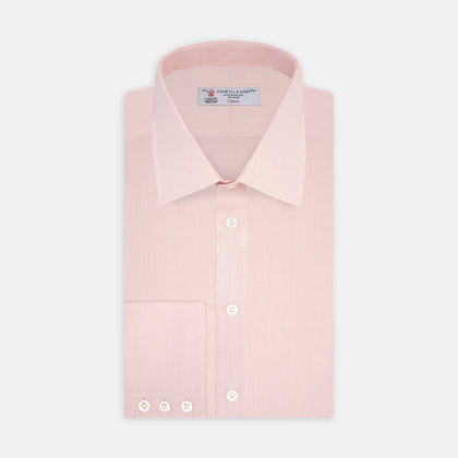 Pink Fine Check Shirt with T&A Collar and 3-Button Cuffs