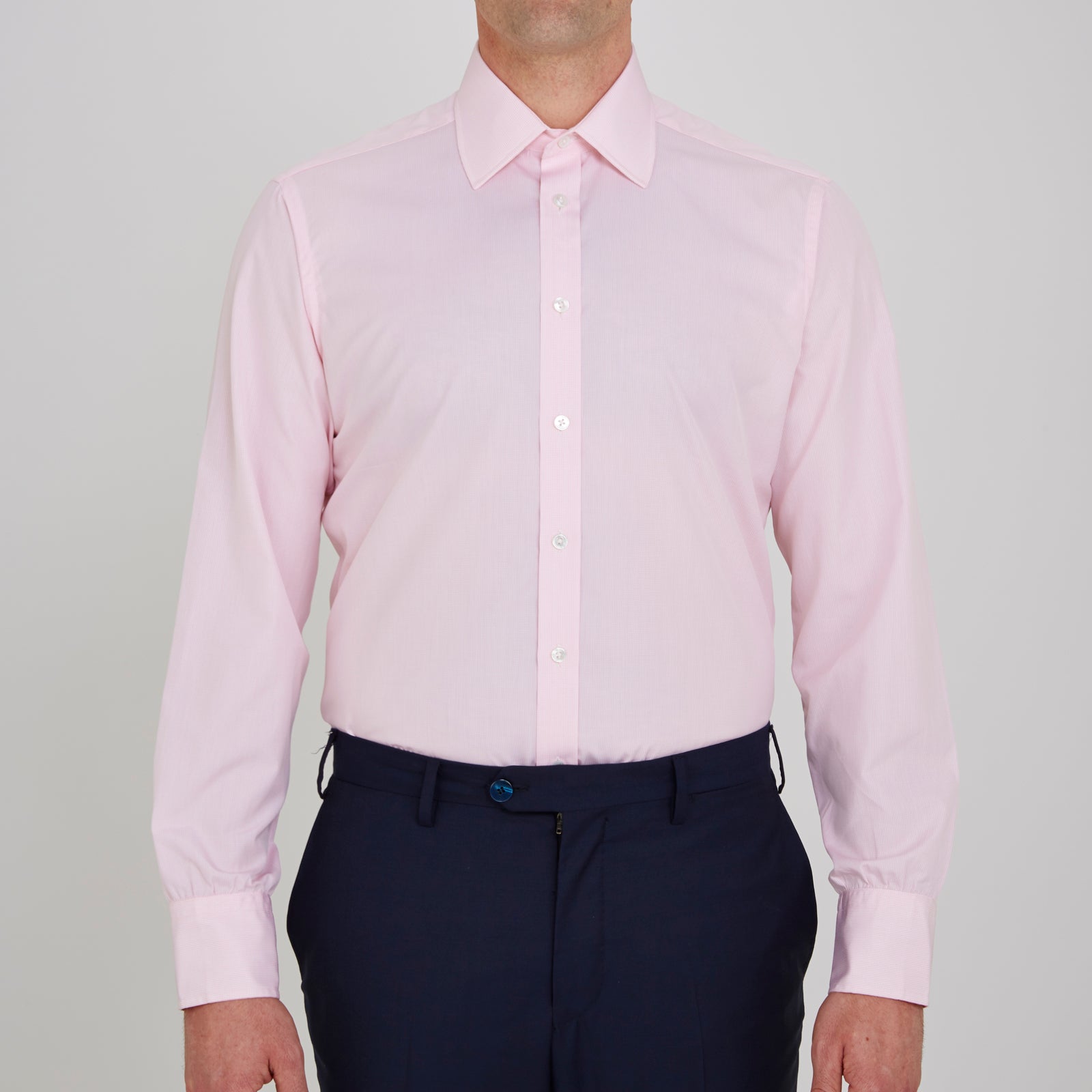 View 2 of product Pink Fine Check Shirt with T&A Collar and 3-Button Cuffs