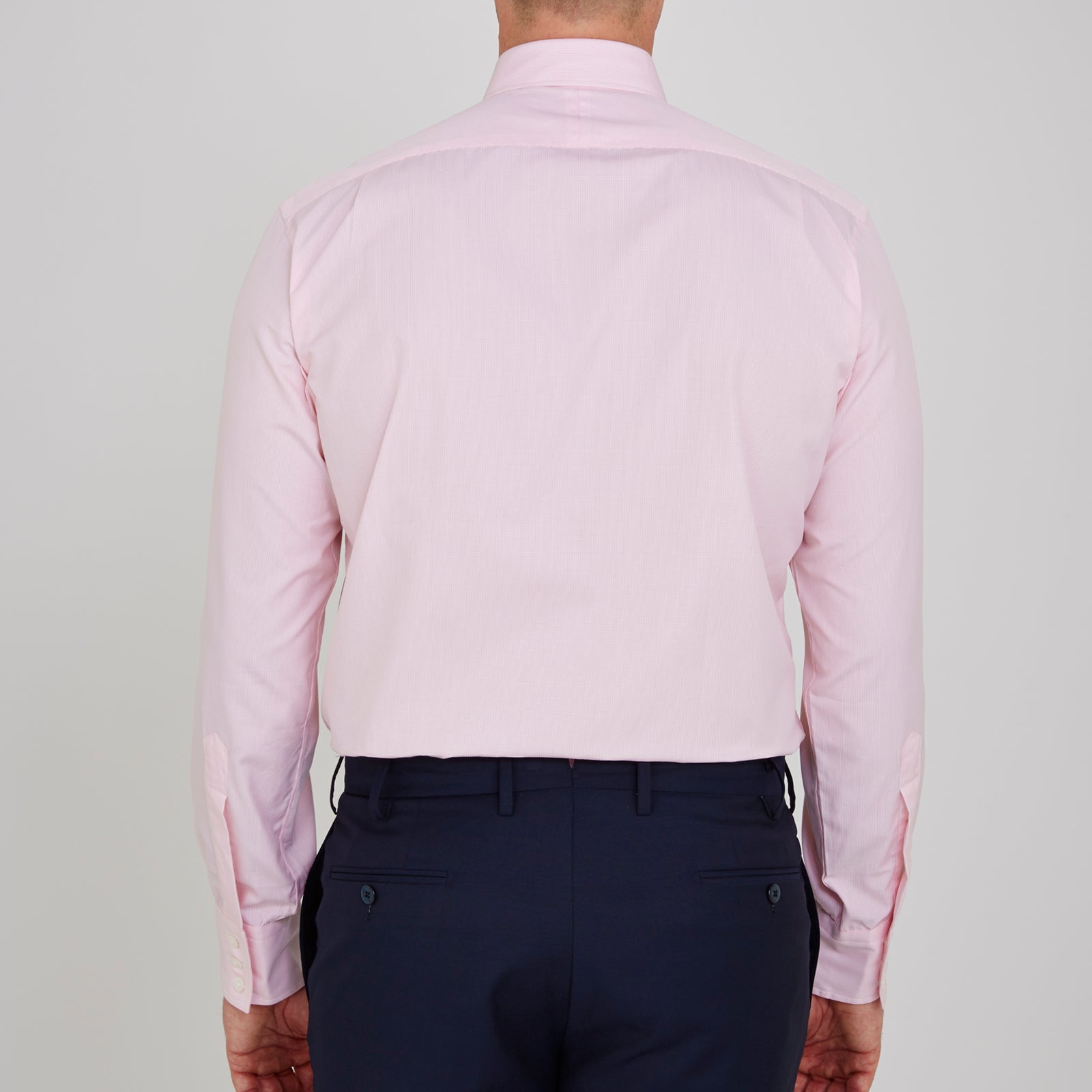 View 3 of product Pink Fine Check Shirt with T&A Collar and 3-Button Cuffs