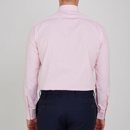 Pink Fine Check Shirt with T&A Collar and 3-Button Cuffs Image 2