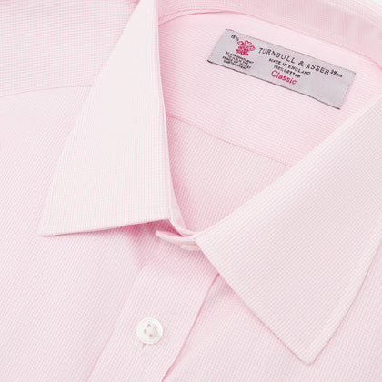 Pink Fine Check Shirt with T&A Collar and 3-Button Cuffs Image 4