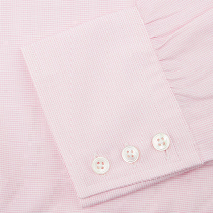 Pink Fine Check Shirt with T&A Collar and 3-Button Cuffs Image 5