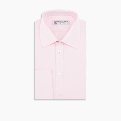 Pink Fine Check Shirt with T&A Collar and Double Cuffs Image 6