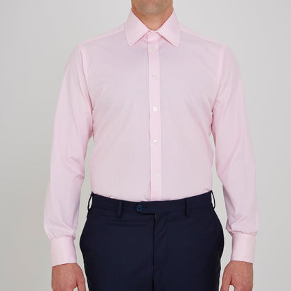 Pink Fine Check Shirt with T&A Collar and Double Cuffs Image 1
