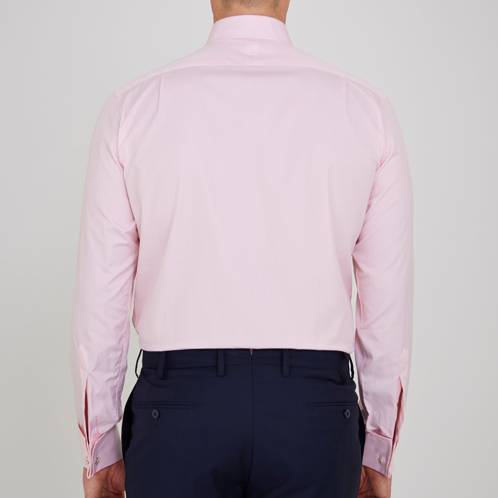 View 3 of product Pink Fine Check Shirt with T&A Collar and Double Cuffs