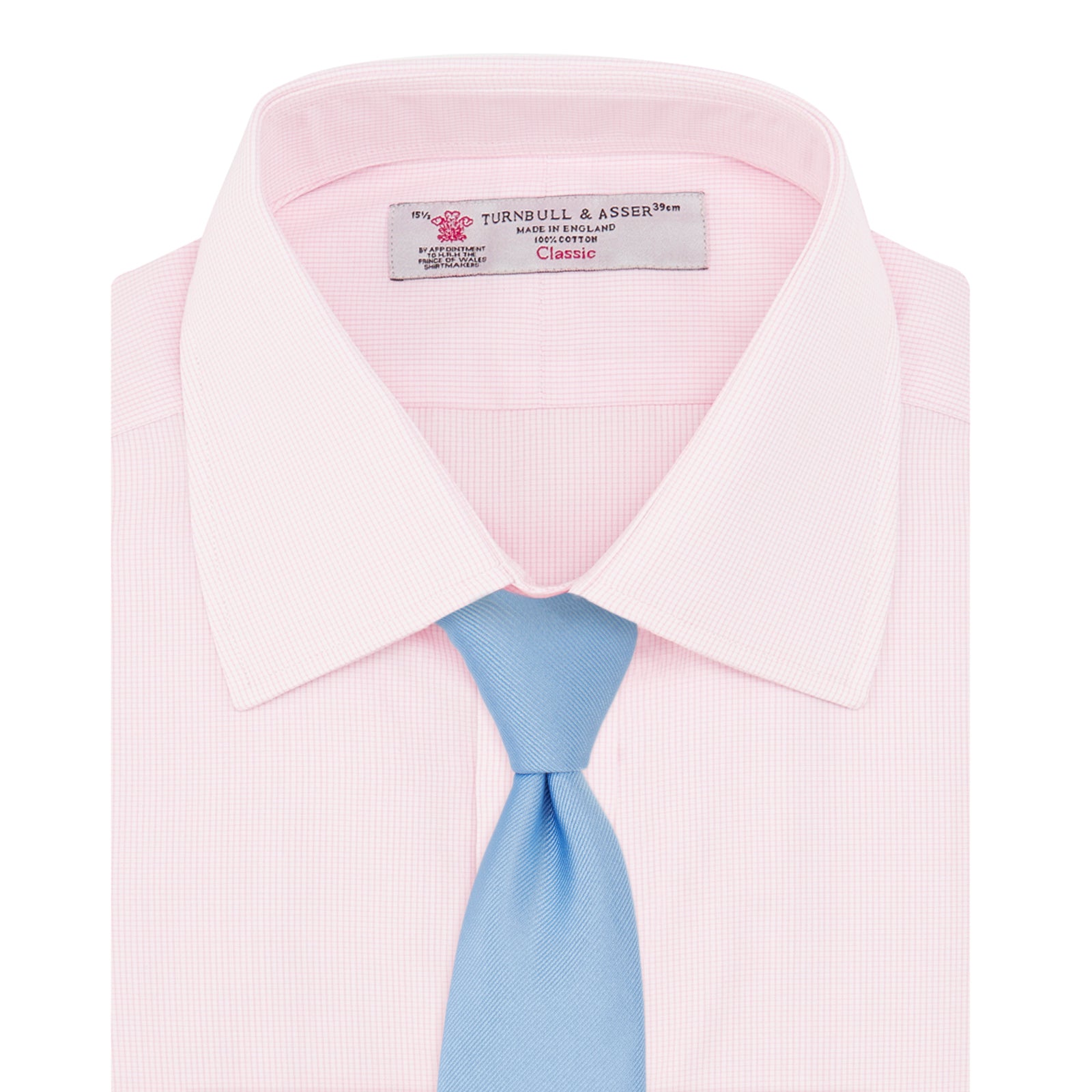 View 4 of product Pink Fine Check Shirt with T&A Collar and Double Cuffs