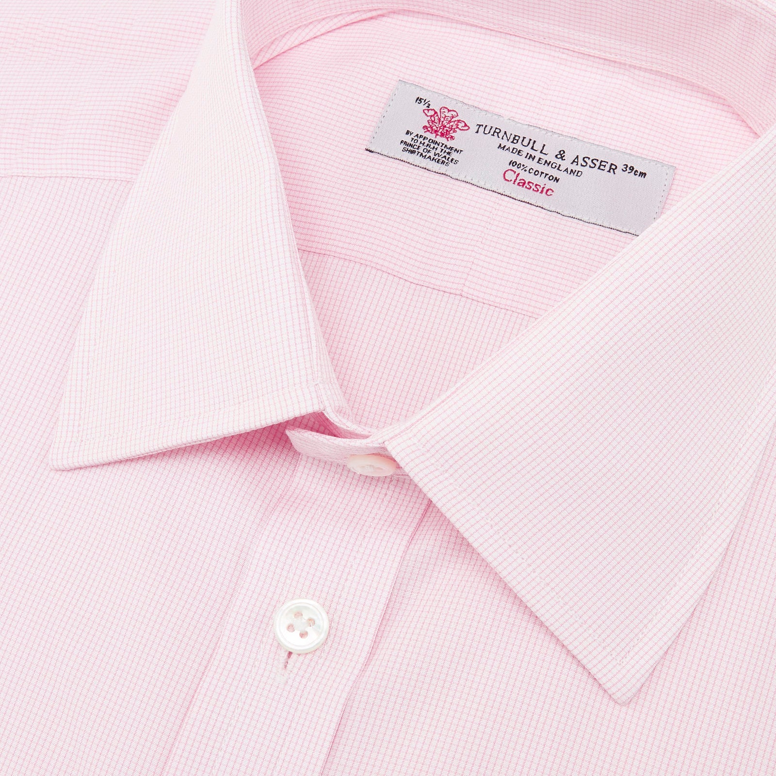 View 5 of product Pink Fine Check Shirt with T&A Collar and Double Cuffs