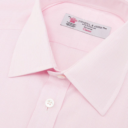 Pink Fine Check Shirt with T&A Collar and Double Cuffs Image 4