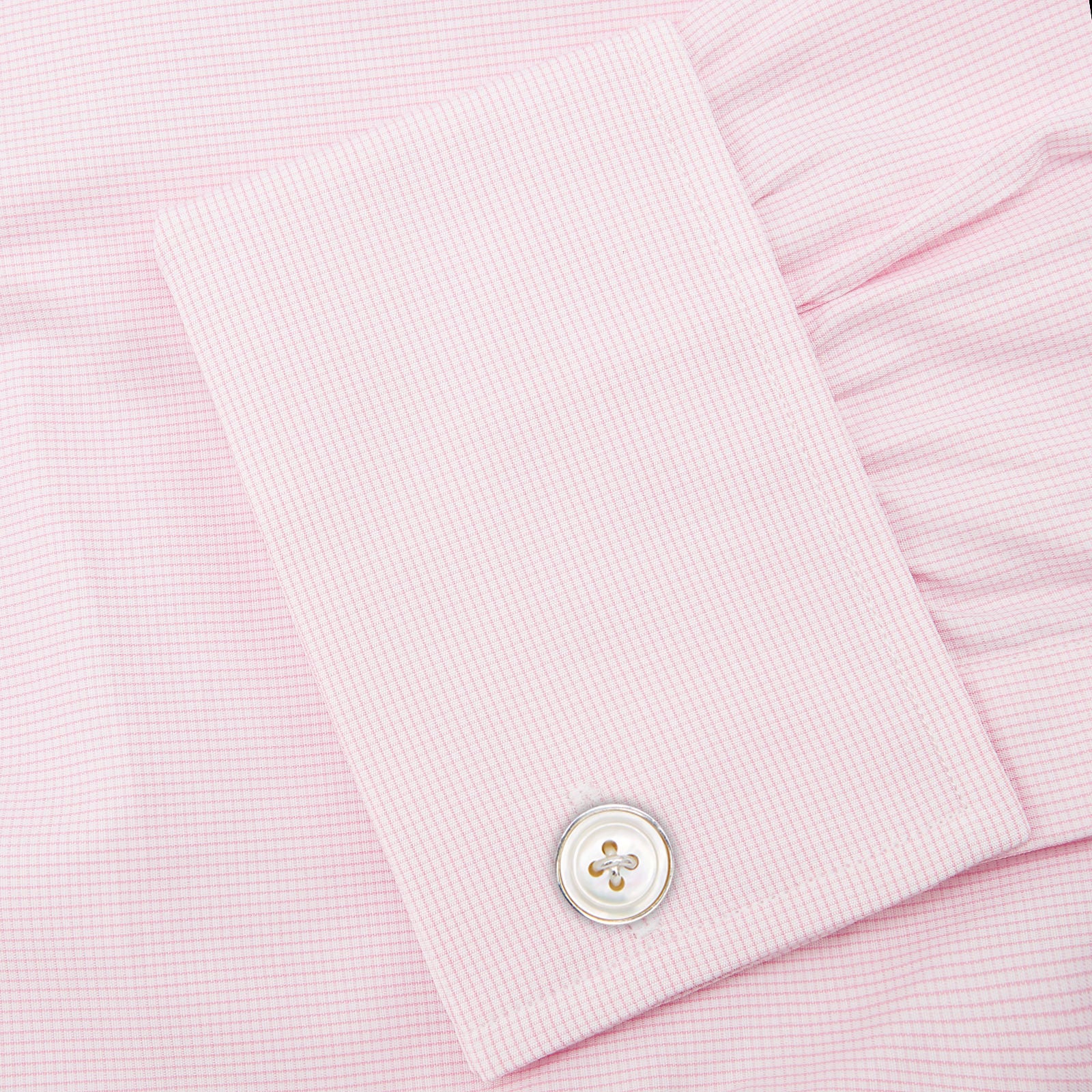 View 6 of product Pink Fine Check Shirt with T&A Collar and Double Cuffs