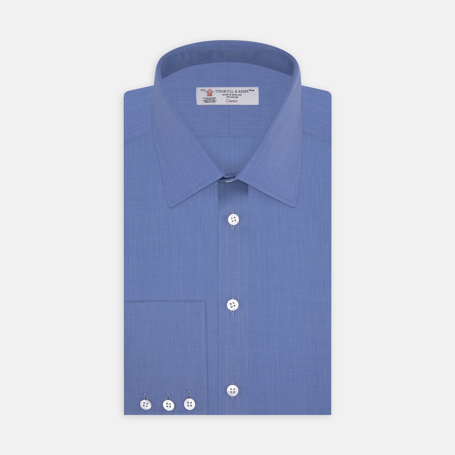 Dark Blue End-On-End Shirt with T&A Collar and 3-Button Cuffs
