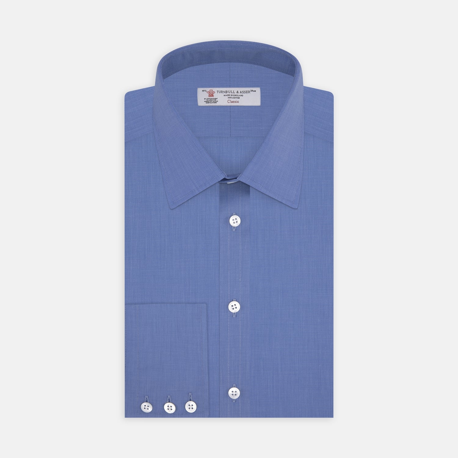 View 1 of product Dark Blue End-On-End Shirt with T&A Collar and 3-Button Cuffs