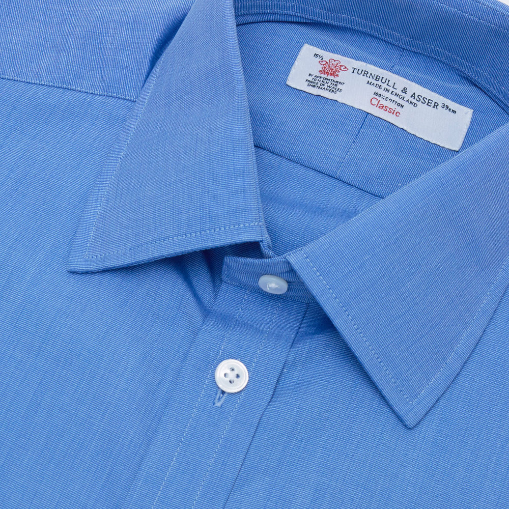 Dark Blue End-On-End Shirt with T&A Collar and 3-Button Cuffs