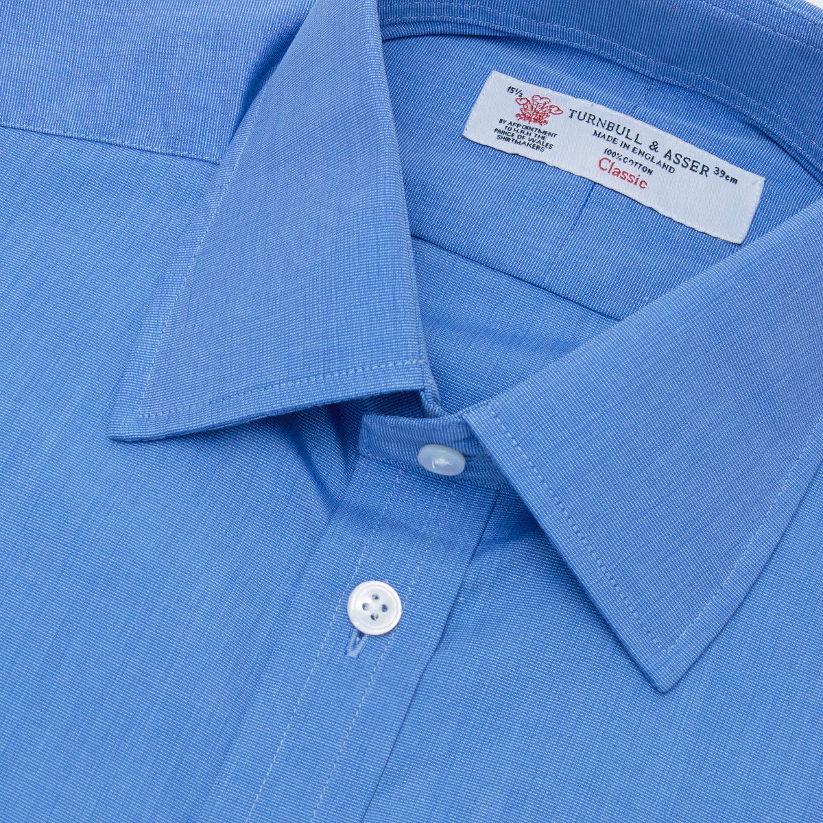 View 5 of product Dark Blue End-On-End Shirt with T&A Collar and 3-Button Cuffs