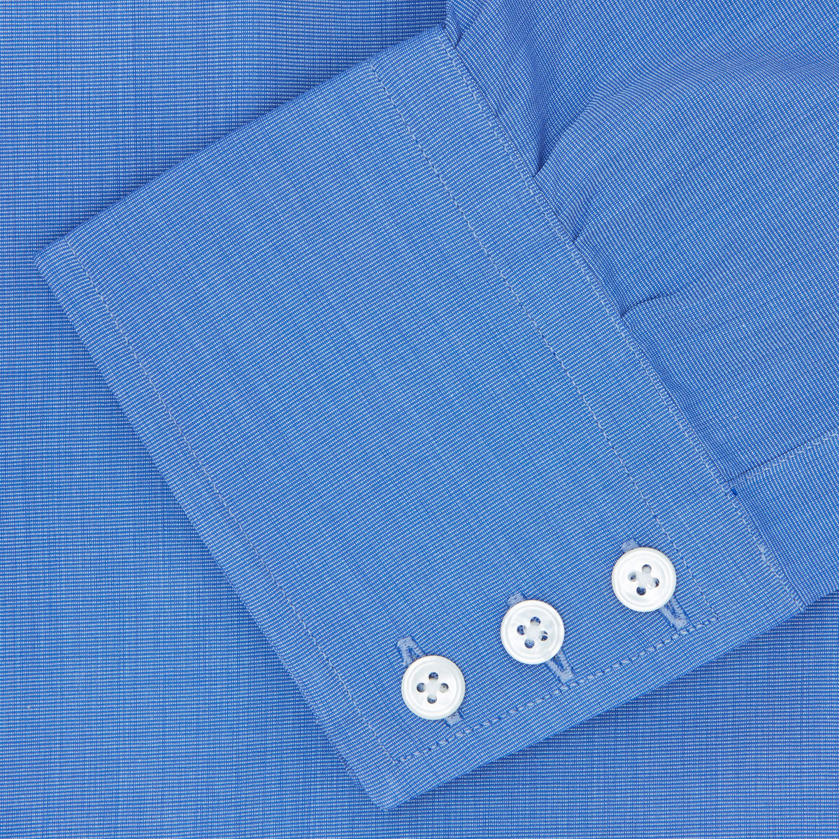 View 6 of product Dark Blue End-On-End Shirt with T&A Collar and 3-Button Cuffs