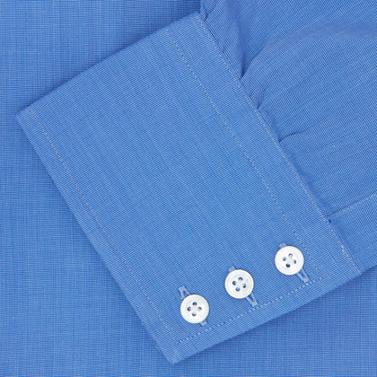 Dark Blue End-On-End Shirt with T&A Collar and 3-Button Cuffs Image 5