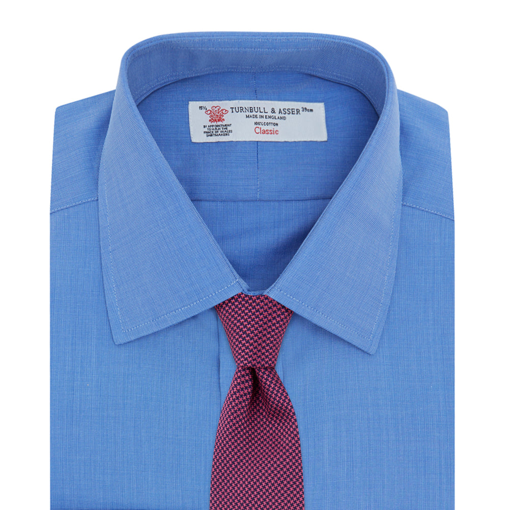 Dark Blue End-On-End Shirt with T&A Collar and 3-Button Cuffs