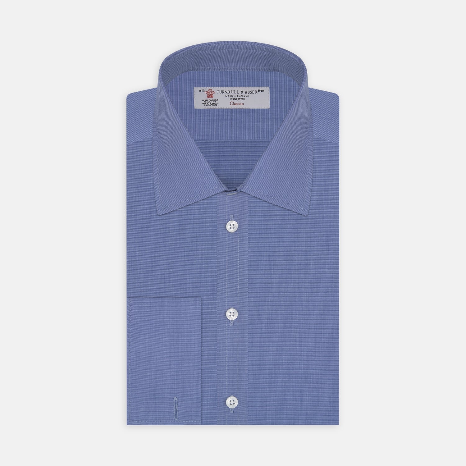 View 1 of product Dark Blue End-on-End Shirt with T&A Collar and Double Cuffs