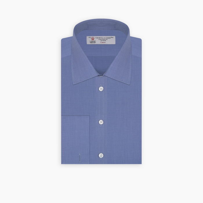 Dark Blue End-on-End Shirt with T&A Collar and Double Cuffs Image 6
