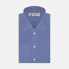 Dark Blue End-on-End Shirt with T&A Collar and Double Cuffs