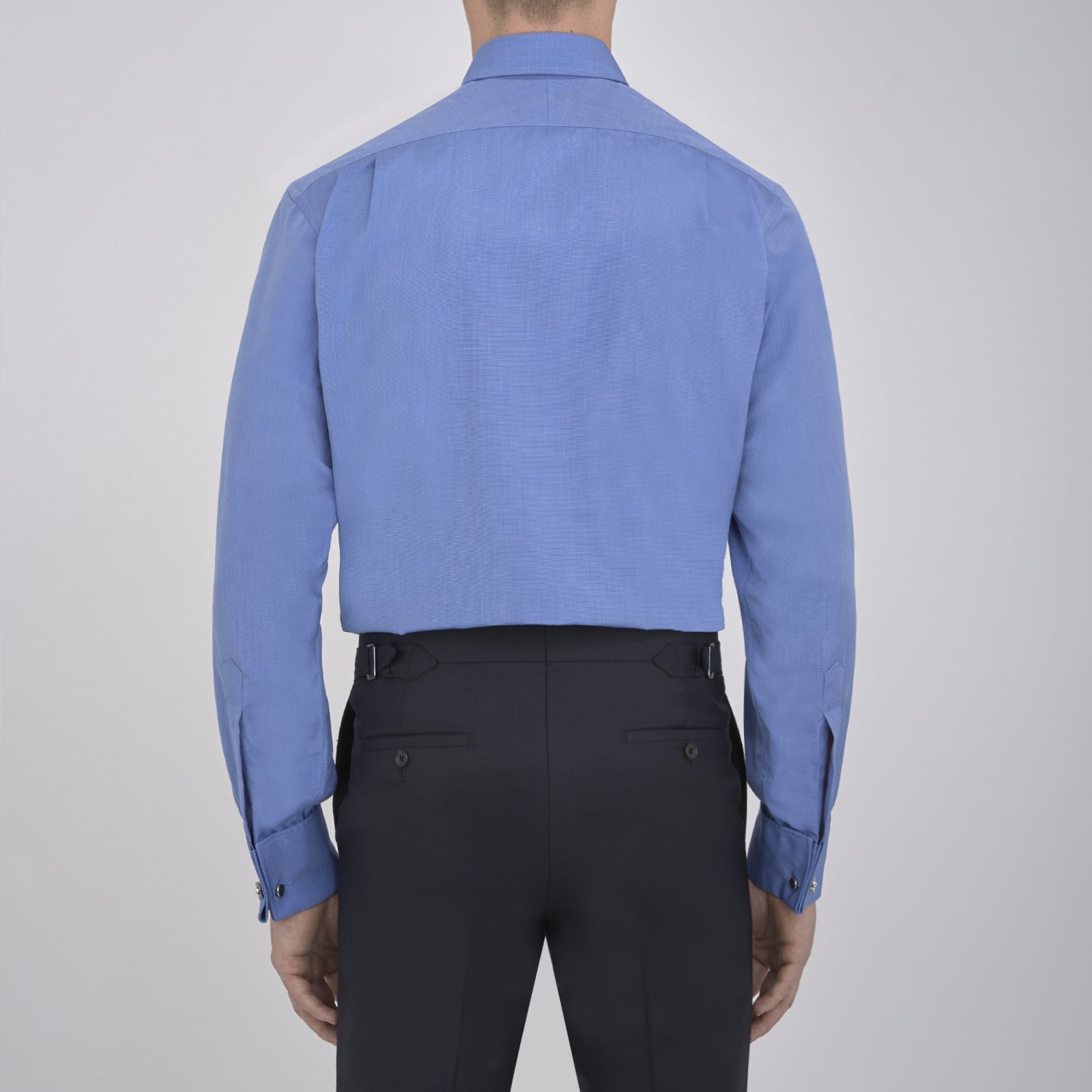 View 3 of product Dark Blue End-on-End Shirt with T&A Collar and Double Cuffs
