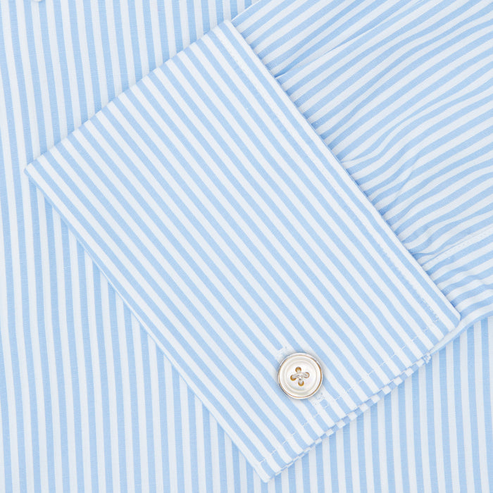 Light Blue Bengal Stripe Shirt with T&A Collar and Double Cuffs Image 5