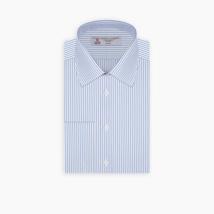 Light Blue Bengal Stripe Shirt with T&A Collar and Double Cuffs Image 6