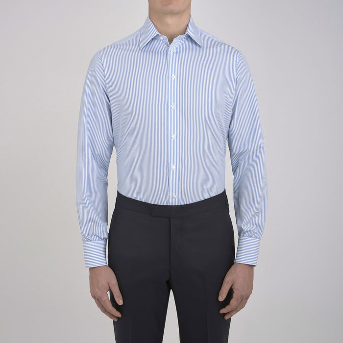 Light Blue Bengal Stripe Shirt with T&A Collar and Double Cuffs Image 1