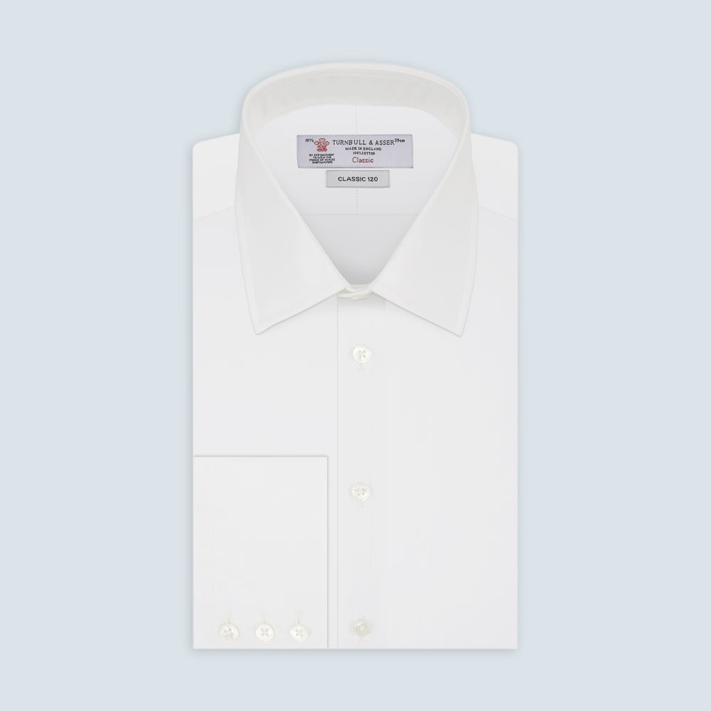 Two-Fold 120 White Shirt with T&A Collar and 3-Button Cuffs