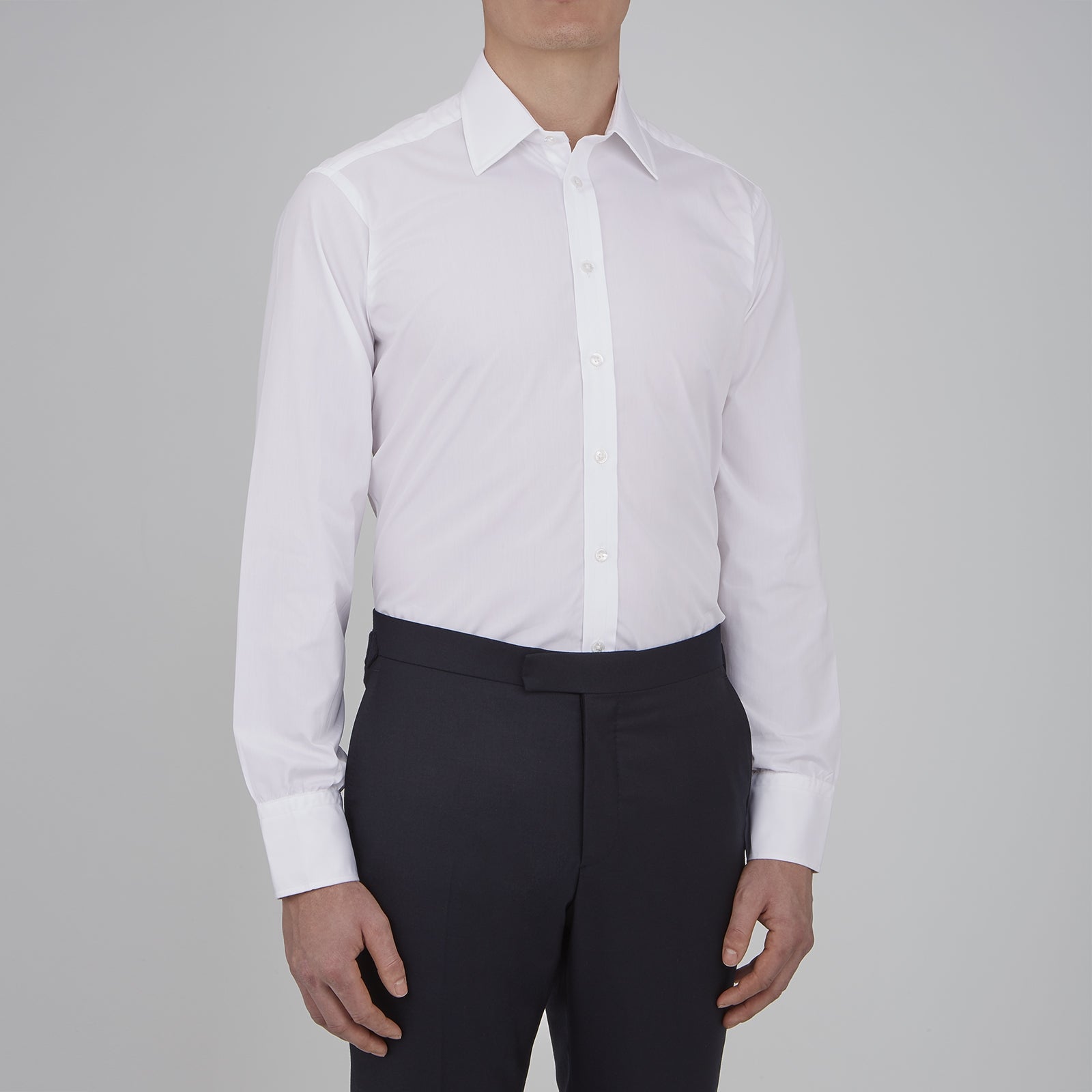 Two-Fold 120 White Shirt with T&A Collar and 3-Button Cuffs