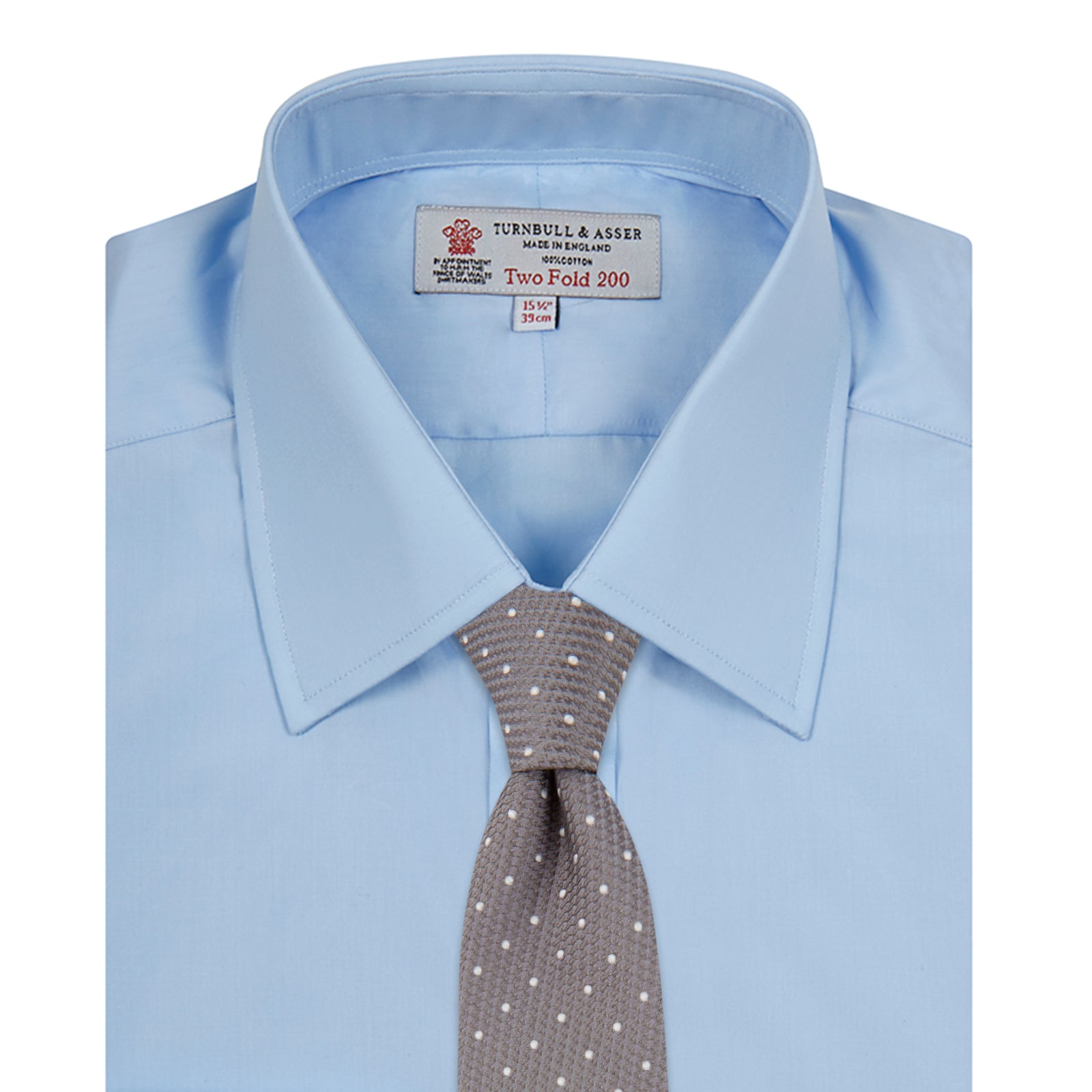 View 4 of product Two-Fold 200 Blue Cotton Shirt with T&A Collar and Double Cuffs