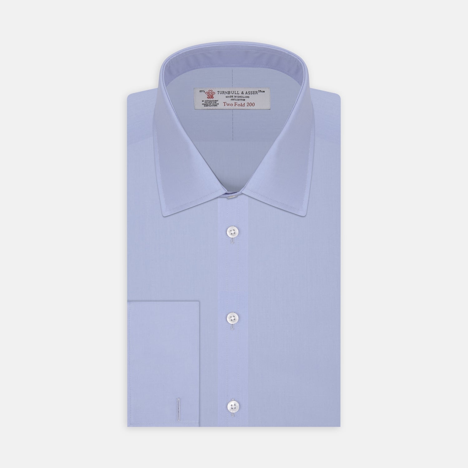 View 1 of product Two-Fold 200 Blue Cotton Shirt with T&A Collar and Double Cuffs